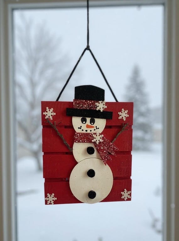 Rustic Snowman Wall Hanging – Handmade Christmas Decor
