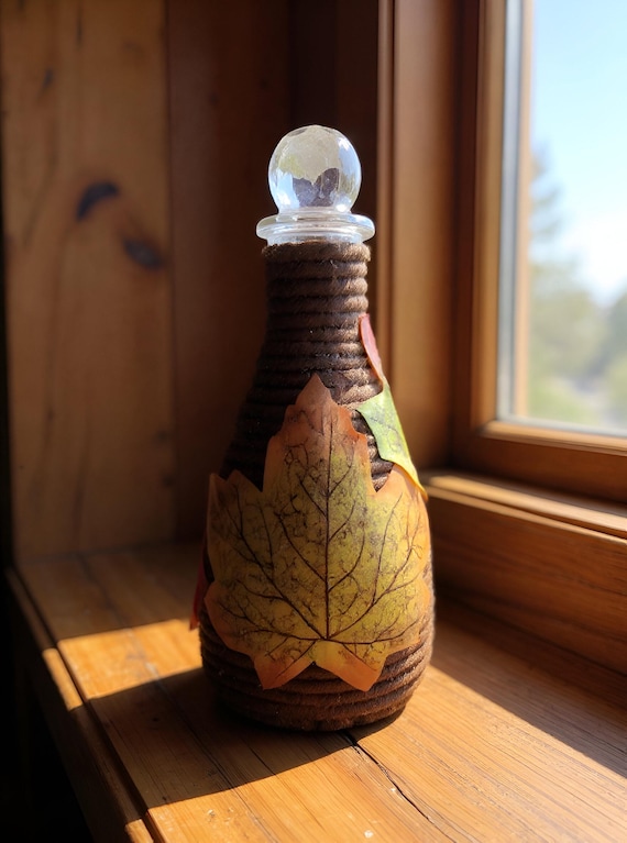 Fall Maple Syrup Bottle Decor – Twine Wrapped Rustic Farmhouse Container