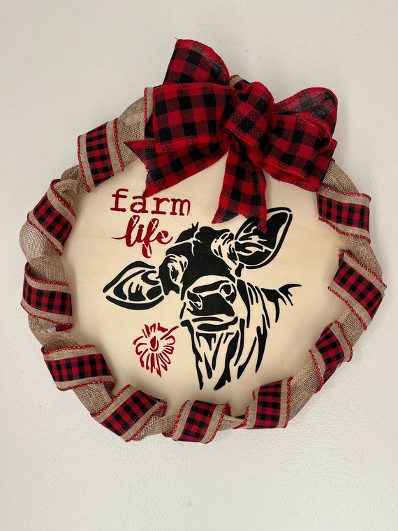 Farm Life Wreath/wall sign/cow
