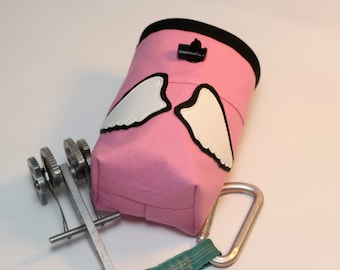 On the Wings of Angels, Hand Crafted Chalk Bag. Rock Climbing, Gym Climbing, Outdoor Climbing, Bouldering