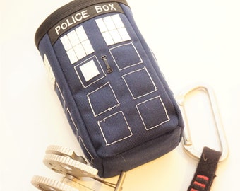 Hand Crafted TARDIS Chalk Bag and Belt. Rock Climbing, Gym Climbing, Outdoor Climbing, Bouldering - Free Shipping