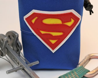 A Man of Steel, Hand Crafted Chalk Bag. Rock Climbing, Gym Climbing, Outdoor Climbing, Bouldering - Free Shipping
