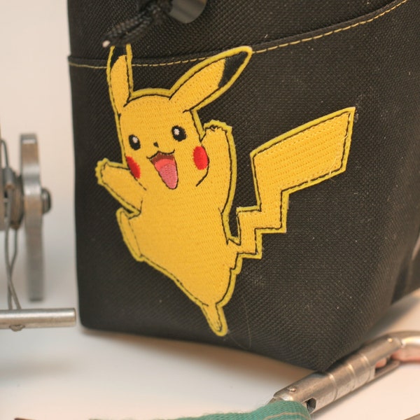 Pikachu Crag Critter, Hand Crafted Chalk Bag and Belt.  Rock Climbing, Gym Climbing, Outdoor Climbing, Bouldering - Free Shipping