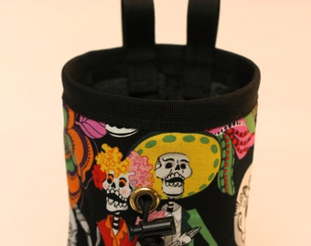 Day of the Dead, Skulls Hand Crafted Chalk Bag and Belt. Rock Climbing, Gym Climbing, Outdoor Climbing, Bouldering