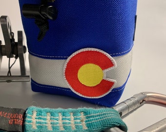 Colorado Custom, a CO Inspired Hand Crafted Chalk Bag and Belt. Rock Climbing, Gym Climbing, Outdoor Climbing, Bouldering