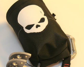 Cracked Skull, Hand Crafted Chalk Bag and Belt. Rock Climbing, Gym Climbing, Outdoor Climbing, Bouldering - Free Shipping