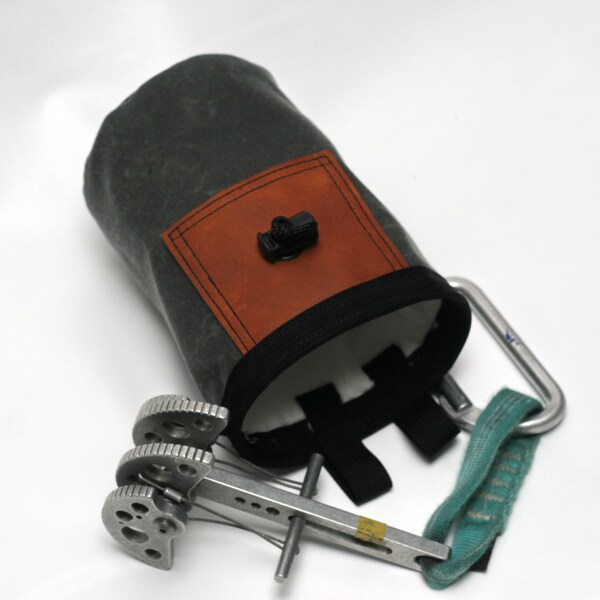 The Drover, a Waxed Canvas and Leather, Hand Crafted Chalk Bag