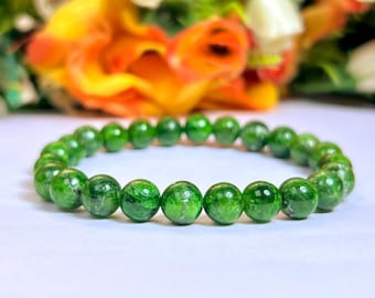 Bracciale in diopside cromato da 7 mm: bracciale elastico unisex