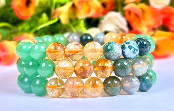Triple Prosperity Crystal Stone Bracelet – Green Aventurine