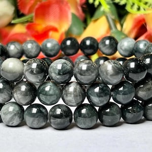 Grått kattöga-stenarmband: Unisex töjbart 8 MM armband