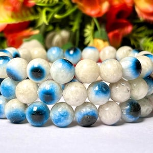 Blue Ice Nakaurite Stone Bracelet: Unisex Stretch Bracelet (8 MM)