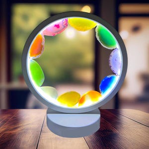 Lámpara de noche de cristal de ónix para chakras: lámpara de equilibrio USB