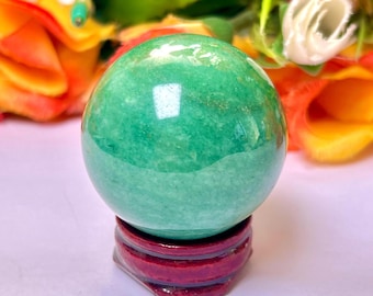 Green Aventurine Sphere: Crystal Ball for Meditation (40 MM)