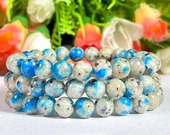 Rare Himalayan K2 Jasper Stone Bracelet: Stretchable Unisex Jewelry (8 MM)