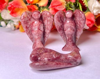 2&quot; Angel Strawberry Quartz Stone Guardian Angel blessed Angelic connection