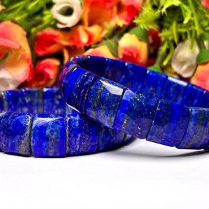 15 MM Lapis Lazuli stenarmband l Töjbart armband Högkvalitativt
