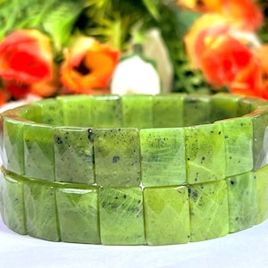 12 MM Nephrite Jade Stone Bracelet l Stretchable Bracelet AAAAA +++++