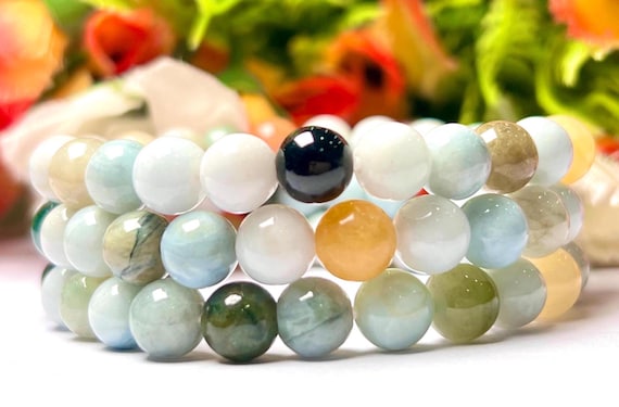 Chinese Jade Stone Bracelet: Unisex Stretch Bracelet (8 MM)