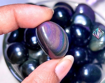 AAAAA+ Rainbow Obsidian Tumbled Stone: Spiritual Healing Crystal