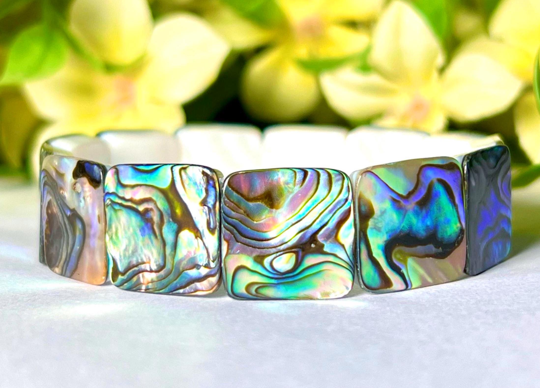 thumbnail image 2 of 16mm Abalone Shell Rectangle Beads - Polished Paua Rainbow Loose Beads - 15-Piece Lot 2 of 6