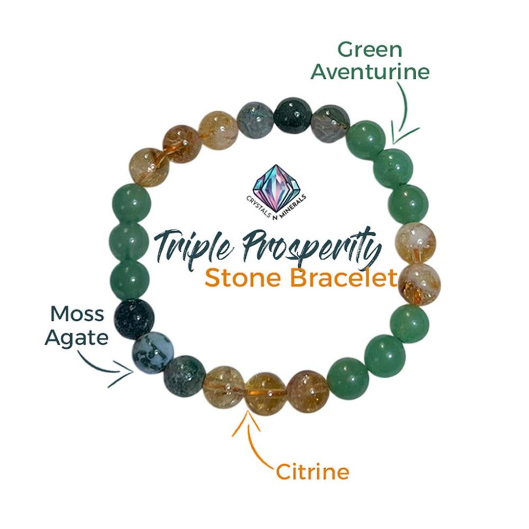 Triple Prosperity Crystal Stone Bracelet – Green Aventurine