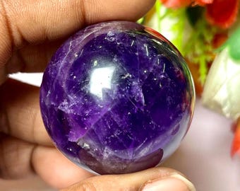 Amethyst Sphere: 40 MM Crystal Ball, Meditation Stone with Wooden Stand