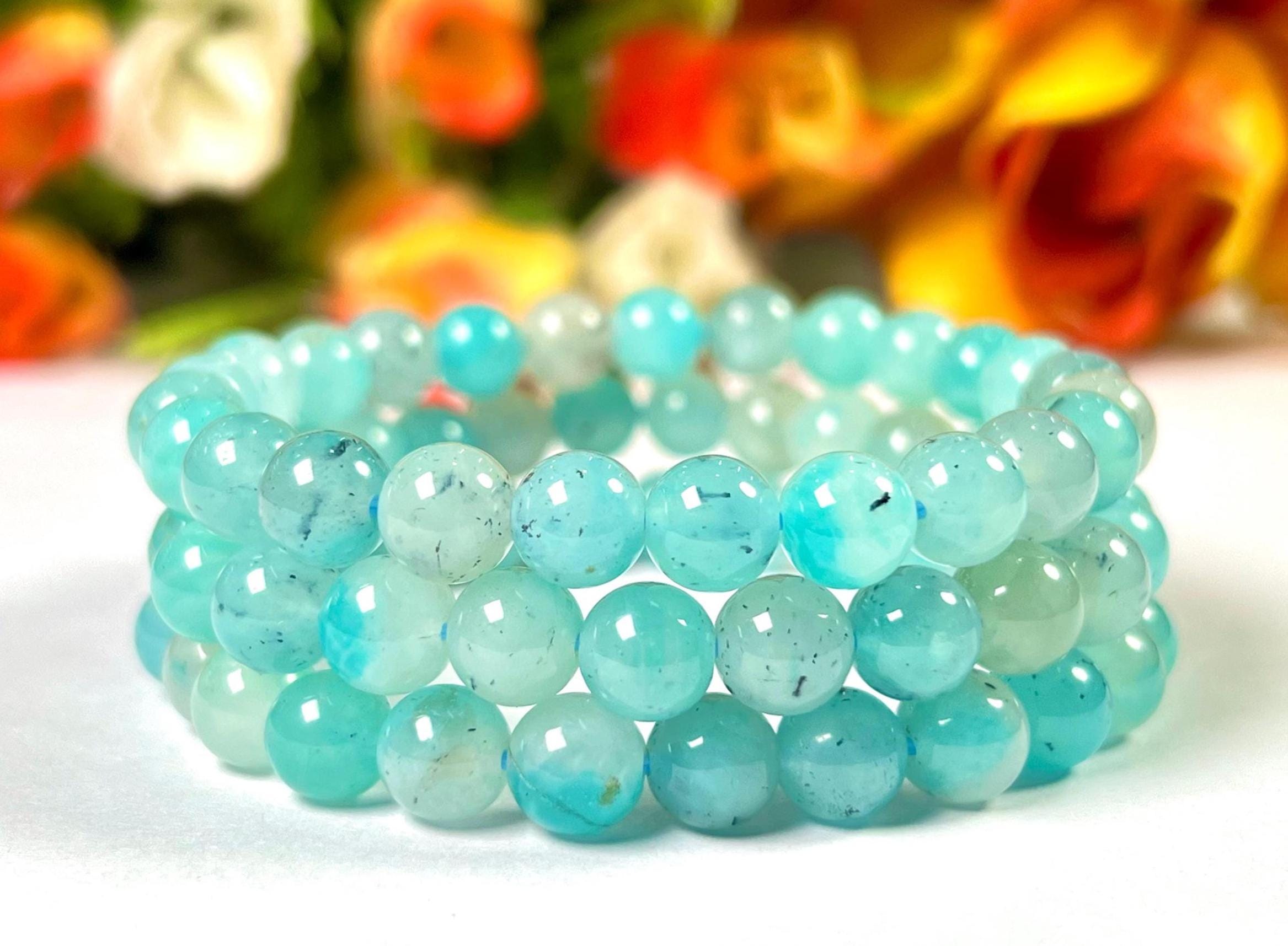 Ajoite Stone Bracelet: Messina Mine, Unisex Stretch Bracelet (8MM