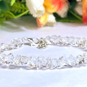 Bracelet diamant Herkimer : pierre scintillante, réglable (6,5-7,75 pouces)