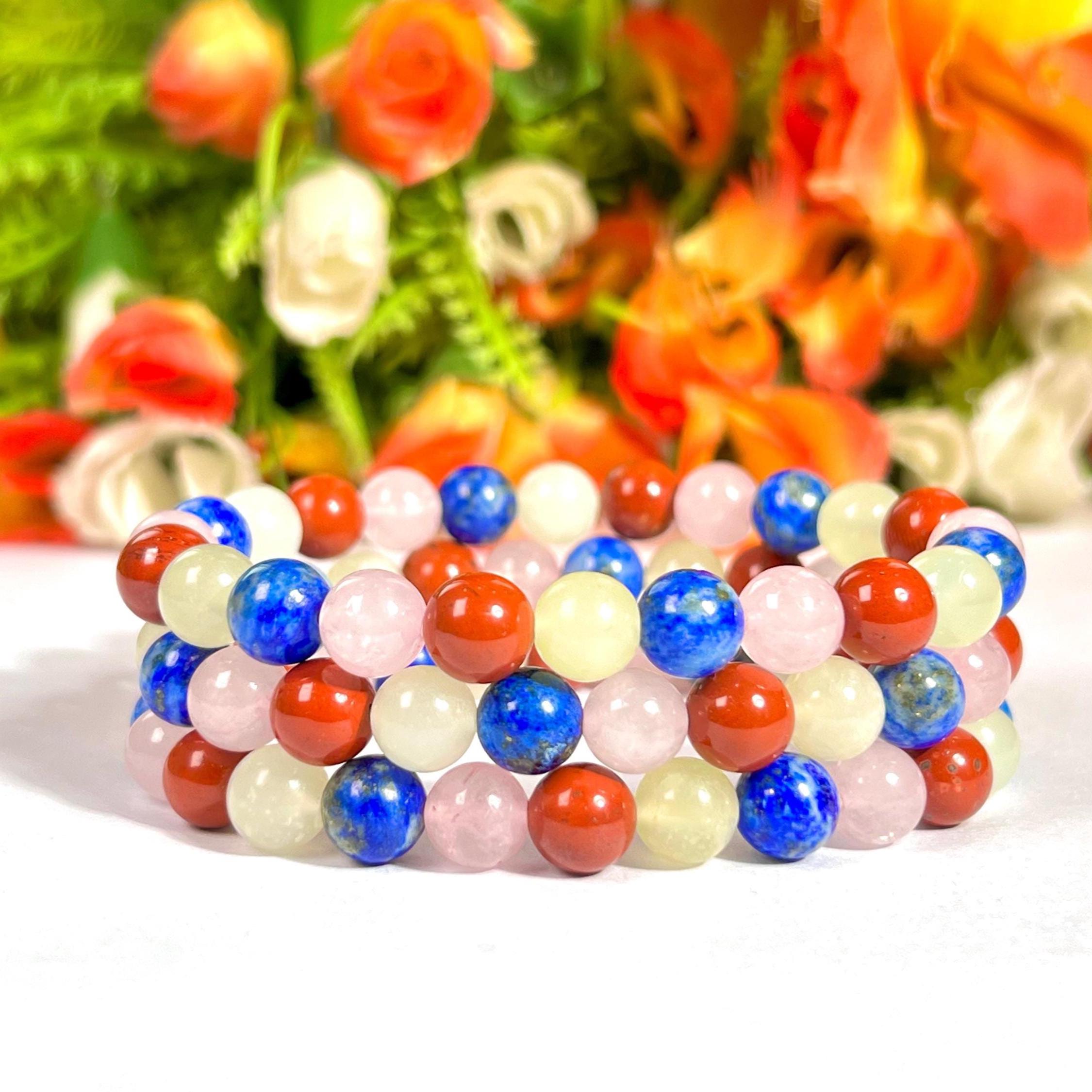 lissaDior ブレスレット Taurus Zodiac Stone Bracelet: Red Jasper, Jade, Lapis, Rose Quartz
