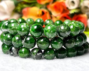 Bracciale elastico unisex in pietra di diopside cromata da 9 mm