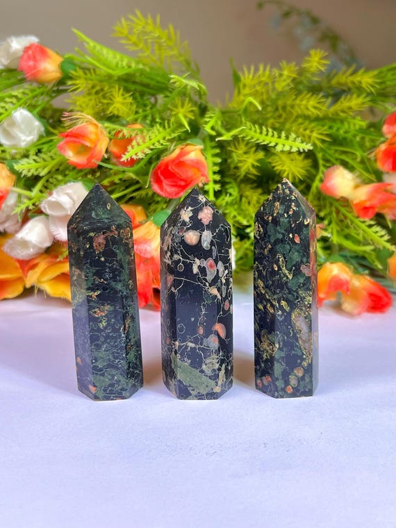 Plum Blossom Jasper Stone Tower: Crystal Point Generator (3