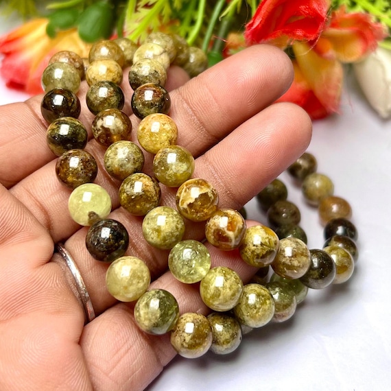Tsavorite Green Garnet Stone Stretch Bracelet - Unisex 8 MM - Etsy