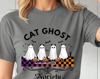 Cat Ghost Halloween Shirt, Retro Cat Lover Shirt, Cat Mom Halloween, Cat Person Gift, Black Cat Lover, Pet Parent Shirt, Veterinarian Gift