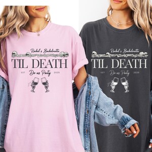 Bride Or Die Gothic Bachelorette Shirts, Gothic Bride Shirt Comfort Colors®, Skeleton Maid Of Honor Shirts, Till Death Do Us Party Shirts