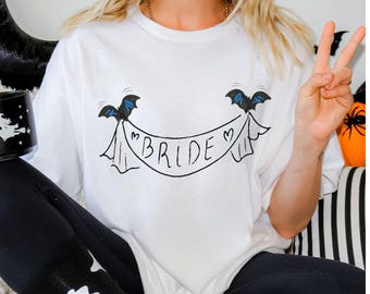 Halloween Bride Shirt, Spooky Bride to Be Gift, Halloween Bachelorette Party Shirt, Bride Banner Shirt, Just Married Shirt, Spooky Bach Tee