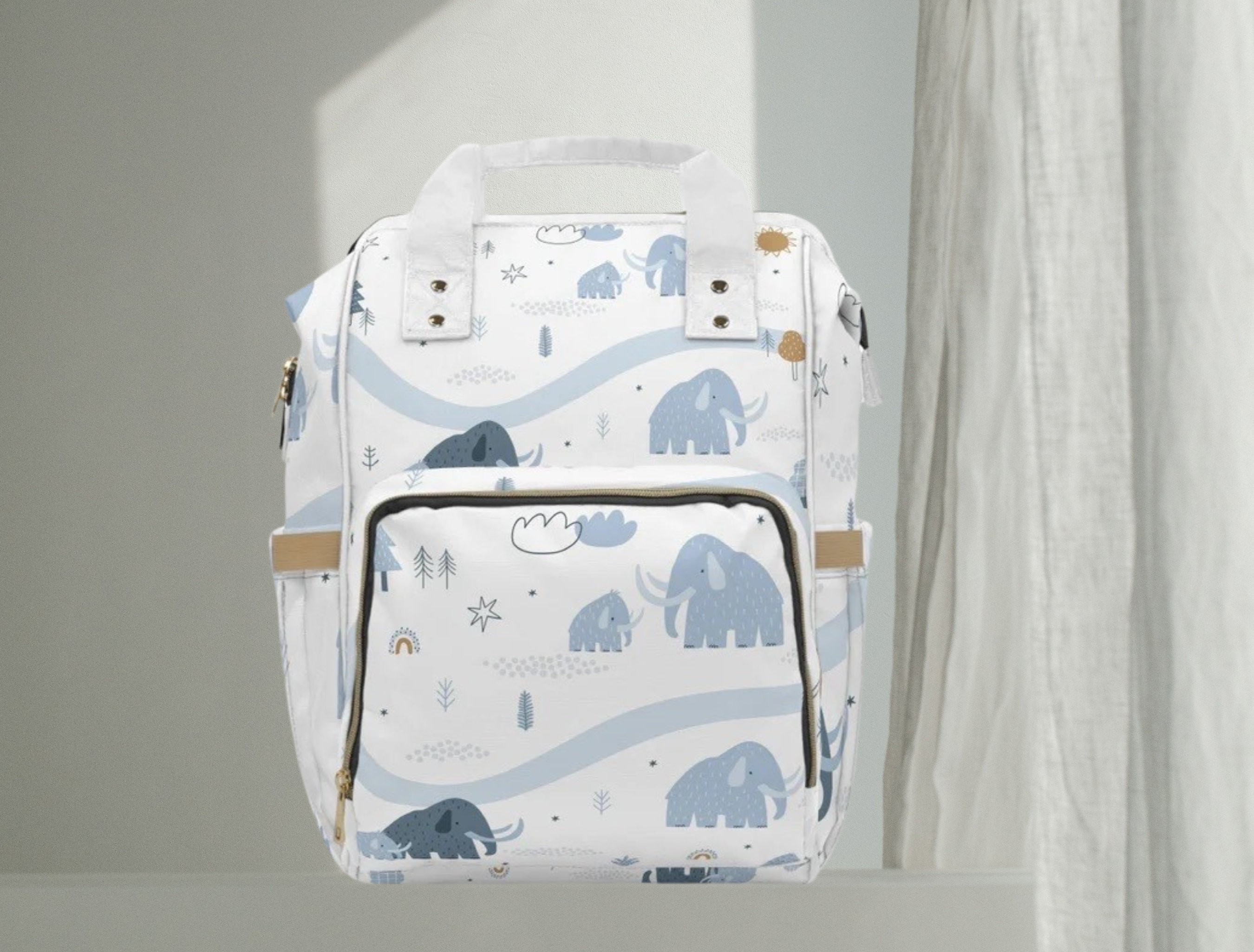 Personalized Diaper Bag Backpack With Name - Cute Elephants Design, Large Capacity Waterproof Nappy Bag - View #14