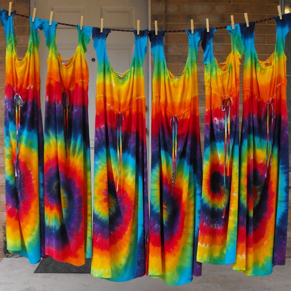 Tie Dye Classic Rainbow Swirl Regency Hippie Dress size XL