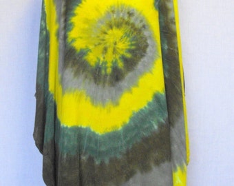 Tie Dye Rayon Poncho in Greens