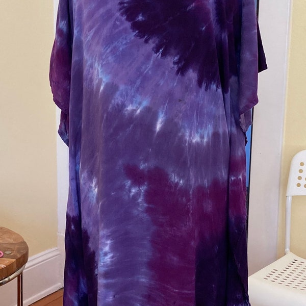 Tie Dye Caftan in a Purple Swirl