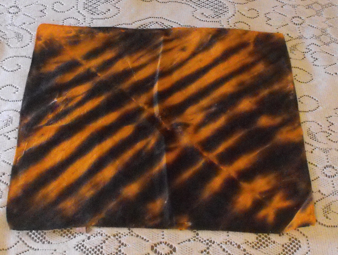 Tie Dye Handkerchief in Black and Orange Tiger Stripes Etsy