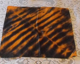 Tie Dye Handkerchief in Black and Orange Tiger Stripes