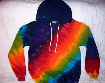 Tie Dye Diagonal Rainbow Hooded Sweatshirt