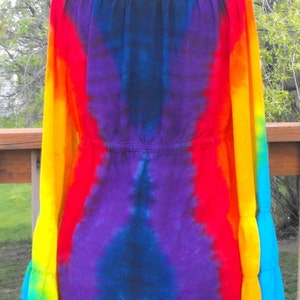 Tie Dye Rainbow Women's Peasant Top With Tier Sleeves - Etsy