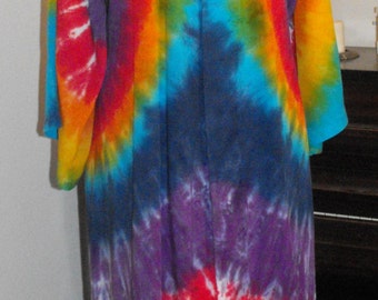 Rainbow Robe Tie Dyed In Classic Rainbow Swirl