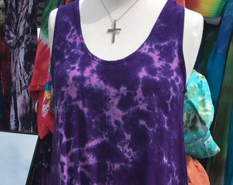 Tie Dye HI-lo Purple and Green Tank Dress
