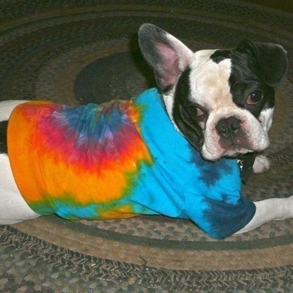 Tie Dye Dog T-Shirt in Rainbow Swirl or Pink Heart
