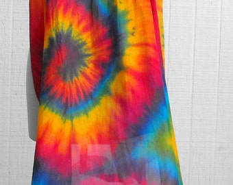 Tie Dye Rainbow Swirl Silk Veil