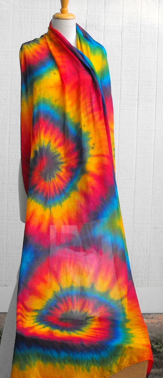 Tie Dye Rainbow Swirl Silk Veil | Etsy