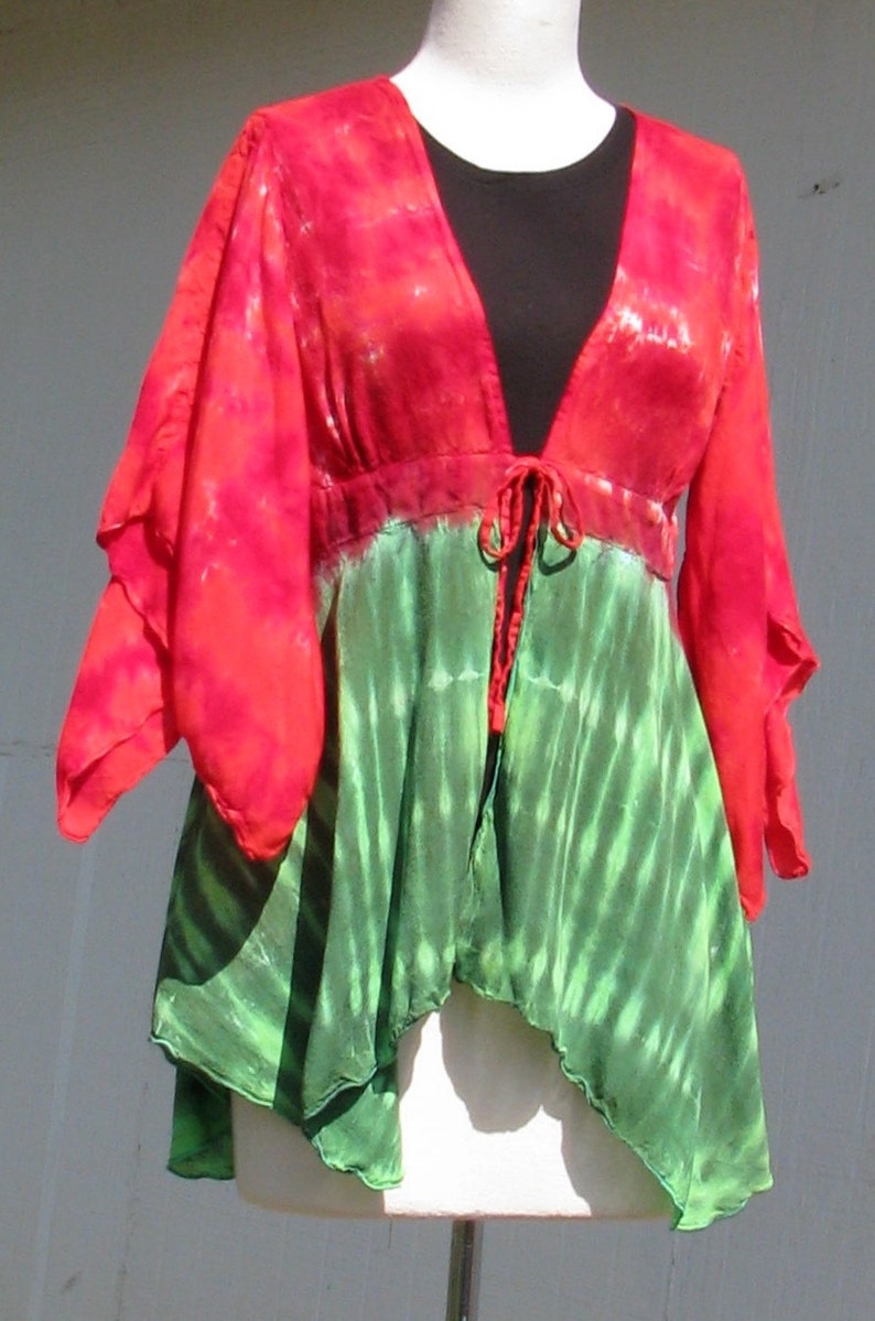 Tie Dye Kimono Sleeve Jacket in Watermelon