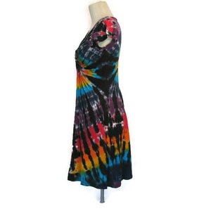 Tie Dye Twisted Front Tee Dress in Black Rainbow - Etsy